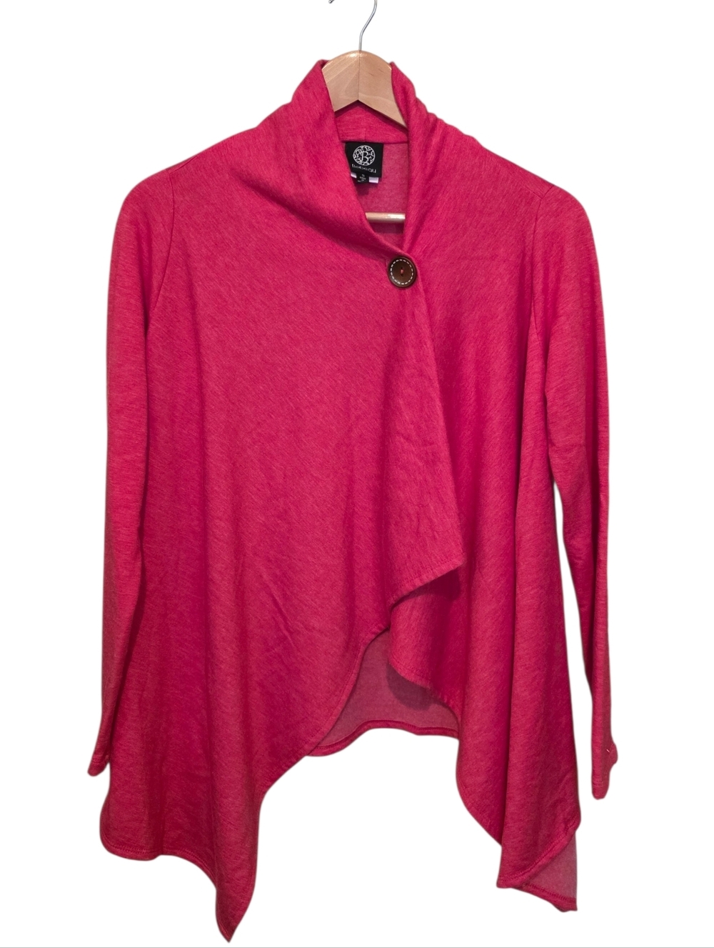 Bobeau Waterfall Cardigan EUC Red Heathered Soft & Cozy Fleece One Button Size S